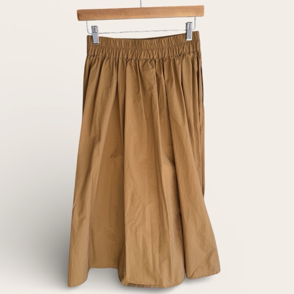 A New Day XS Camel Elastic Waist Midi Skirt Minimalist - Picture 4 of 6